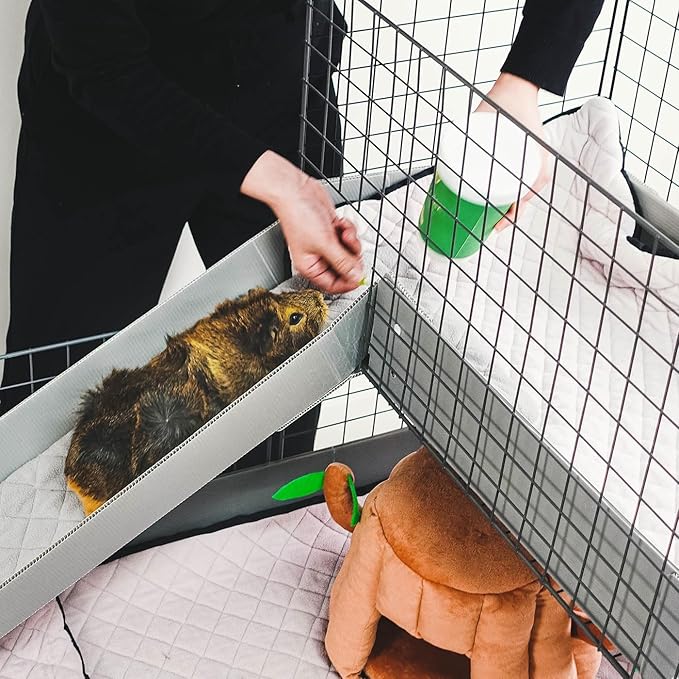 GuineaDad Piggy Condo – Premium C&C Cage with Balcony, Ramp, & Pillars for Guinea Pigs & Small Animals with Coroplast Base | Acrylic and C&C Grids for Small Pets (Acrylic, XXL (29" x 87.5" x 42"))
