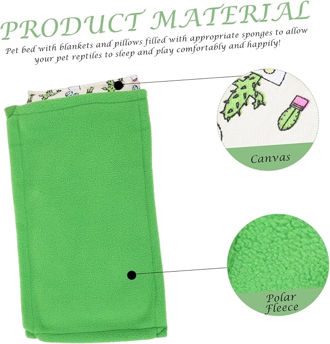 SUPVOX Reptile Sleeping Bag with Pillow Warmth Lizard Mat for Crawling Pets Comfortable Blanket for Bearded Dragons Snakes and Lizards