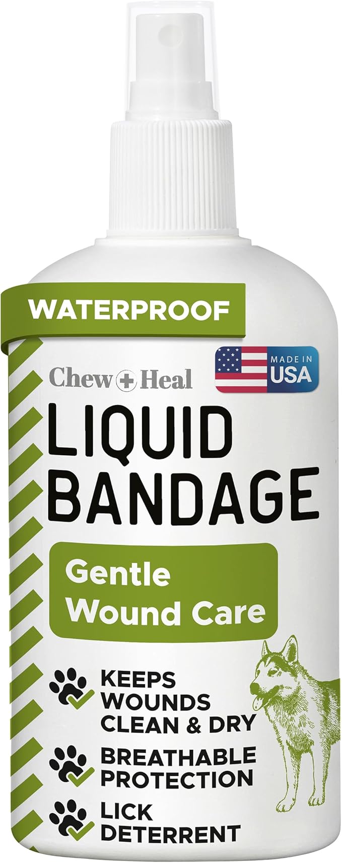 Chew + Heal Labs Hypochlorous Acid Spray for Dogs – 8oz Dog Wound Spray for Cuts, Burns, Sores, Abrasions, and More – Non Toxic and Chemical Free HOCI Wound Care – Made in The USA