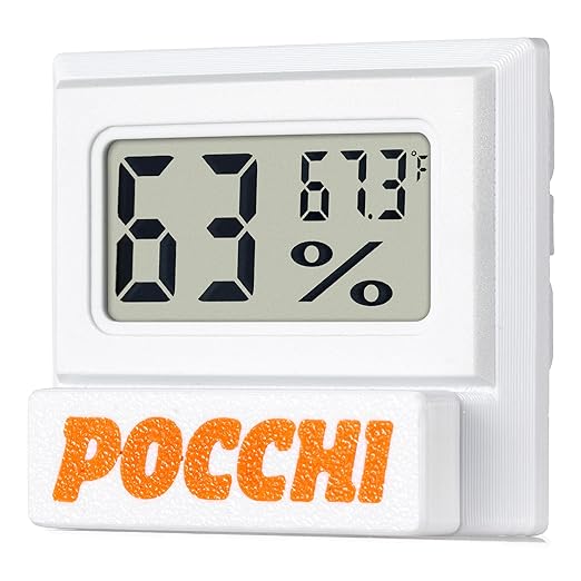 Magnetic Reptile Thermometer and Humidity Gauge - Indoor Temperature and Humidity Monitor - Digital Thermometer Hygrometer for Tank Accessories Bearded Dragon, Snake, Gecko, Lizard - White