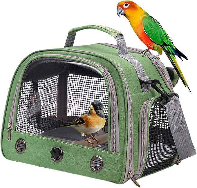 Portable Parrot Travel Bag – Zippered Breathable Bird Carrier with Shoulder Strap, Lightweight Parrot Transport Bag for Walking, Sunbathing, and Outdoor Trips | Ideal for Small Birds, Parakeets
