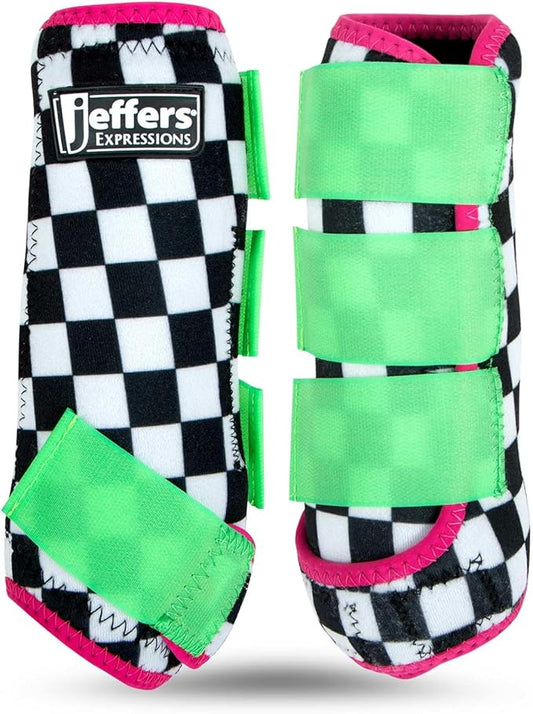Jeffers Expression Protective Horse Boots 1 Pair, Skater Cowgirl - Safe Neoprene Leg Guards, Comfortable Fit, Durable Strap Closures, Front & Hind Support, Accessories for Travel & Riding - Small