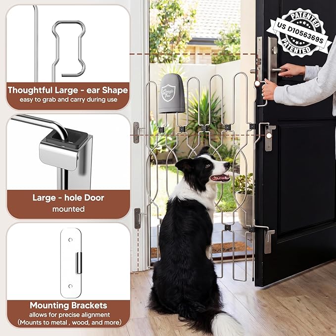 Snagle Paw Extra Tall Metal Retractable Door Barrier, 24.4" Wide 35" Tall Safety Dog Gate for Front Door,Easy Install Retractable Pet Gate for Recreational Vehicle,Doorways