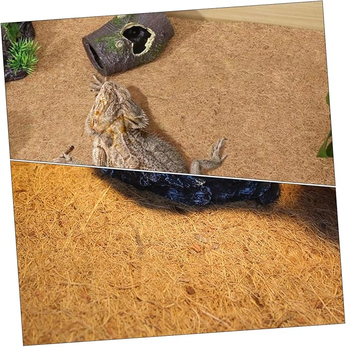 POPETPOP Multi Functional Jute Fiber Worm Blanket for Reptile Terrarium Natural Inner Cushion for Lizard Cases Washable Reusable Safe Warm Bedding for Snakes Turtles Lizards