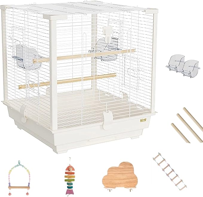20inch Bird Carrier Travel Cage Cockatiel，Bird Aviary Indoor with Open Roof Outdoor Parrot Cage for Parakeet, Canaries, Budgies, Finch(Pink,3 pcs)