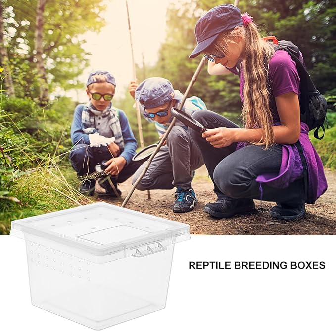 Mipcase Transparent Reptile Breeding Box 2.7In Small Feeding Cage Tank for Snakes Lizards Spiders Geckos and Insects with Secure Lid for Safe Habitat