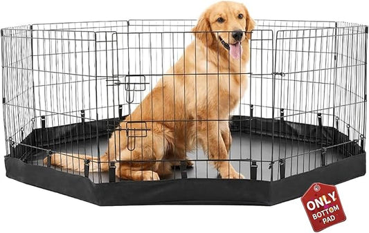PJYuCien Dog Playpen Bottom Pad, Fits 24 Inch 8 Panels Regular Octagon Metal Exercise Pet Pen, Elastic Buckles Connections, Black (Note: Fence Not Included)