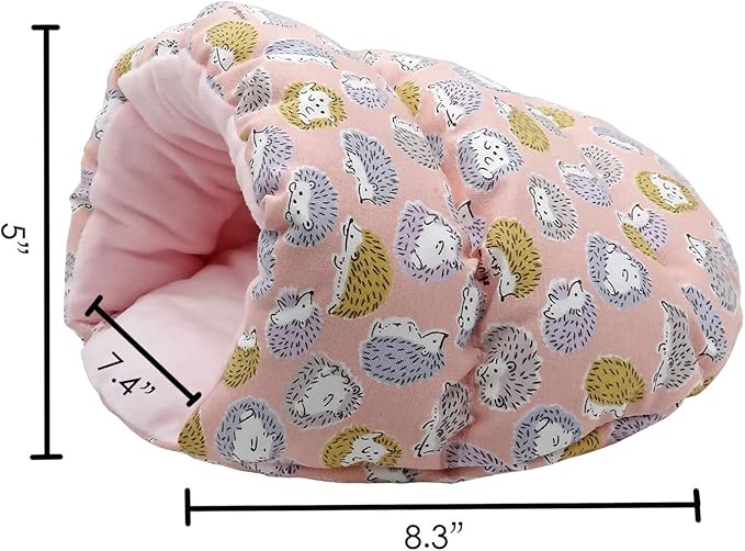 Handmade Portable Sleeping Bag Pouch Hideout Cave Habitat for Hedgehog Guinea Pig Hamster Ferret Squirrel Small Pet Animals Bed Nest House Cage Accessory (Pink)