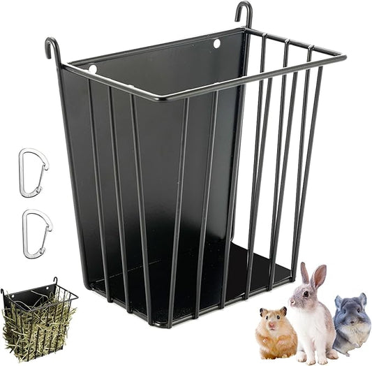 LUAVIARU Upgrades 4pcs Hay Feeder Rabbit - Guinea Pig - Metal Frame Hay Rack with Adjustable Hook - Less Wasted - for Guinea Pig, Bunny, Chinchilla Cage Accessories - Bunny Feeder