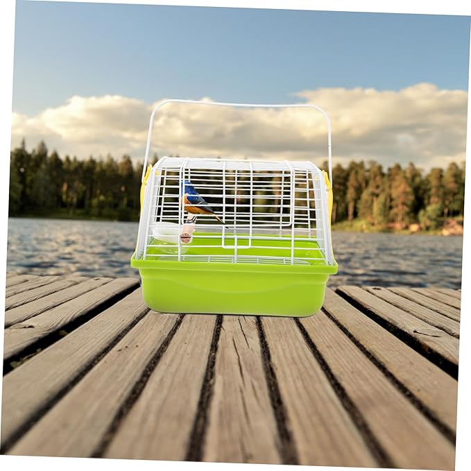 1 Set Portable Bird Carrier Cage for Parrots Lightweight Travel Cage with Handle Breathable Wire Structure for Hiking Sightseeing Camping Trips