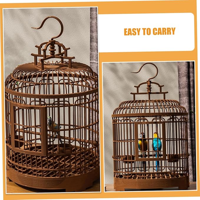 POPETPOP Bird Cage Large Birdcage Plastic Design Parakeet Travel Cage for Macaw