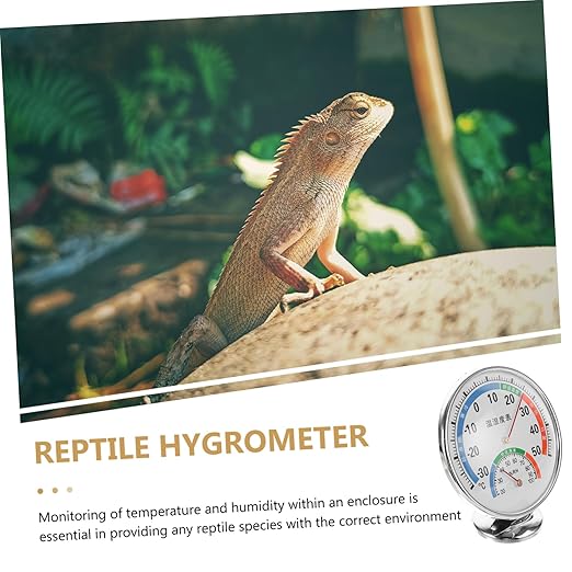 Toddmomy Reptile Thermometer Hygrometer Gauge Humidity Sensor for Terrariums Easy Read Coded Segments Dual Display Space Saving Design