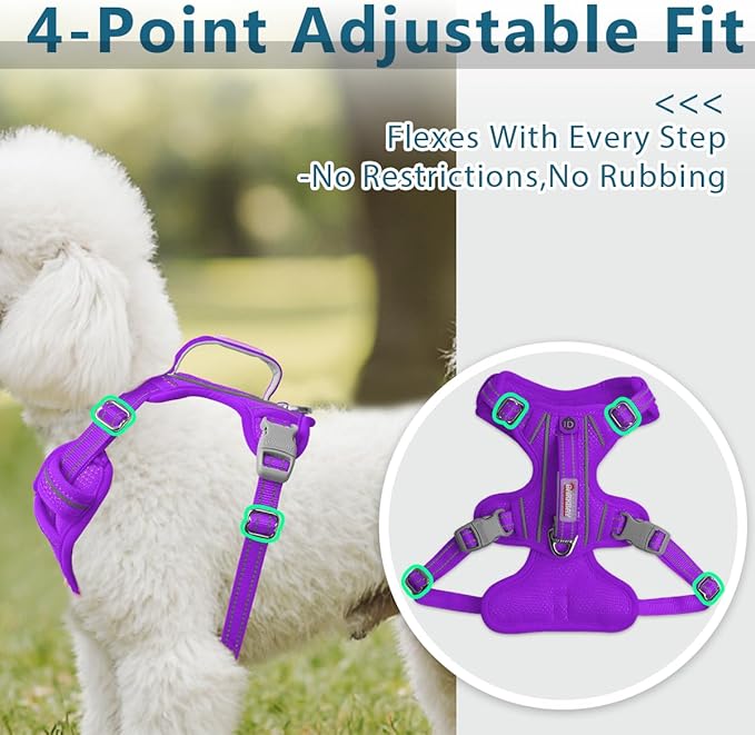 BARKBAY Dog Harness No Pull with ID Tag Pocket - Heavy Duty, Reflective, Easy Control for Large Dogs(Purple,S)