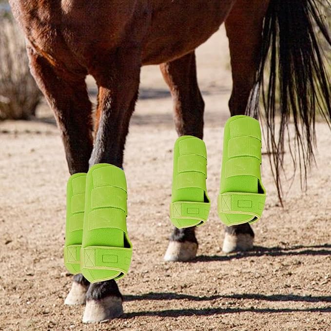4Pcs Horse Boots Leg Protectors Adjustable Comfortable Neoprene Reusable Breathable Horse Guards Set Leg Gear for Ourtdoor, Light Green, L
