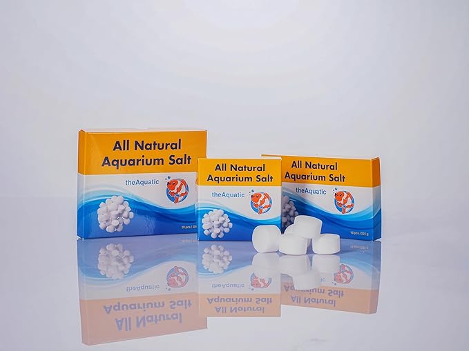 Premium Aquarium Salt, Aquarium Salt Freshwater Tablets for Aquarium Water Treatments Essential Supplies (20 Tablets)