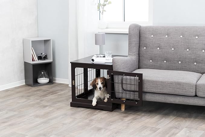 TRIXIE 29.5" Indoor Dog Crate, Wooden Crate Table for Dogs Up to 25 lb, Small Dog Kennel, Perfect in Any Room, Brown
