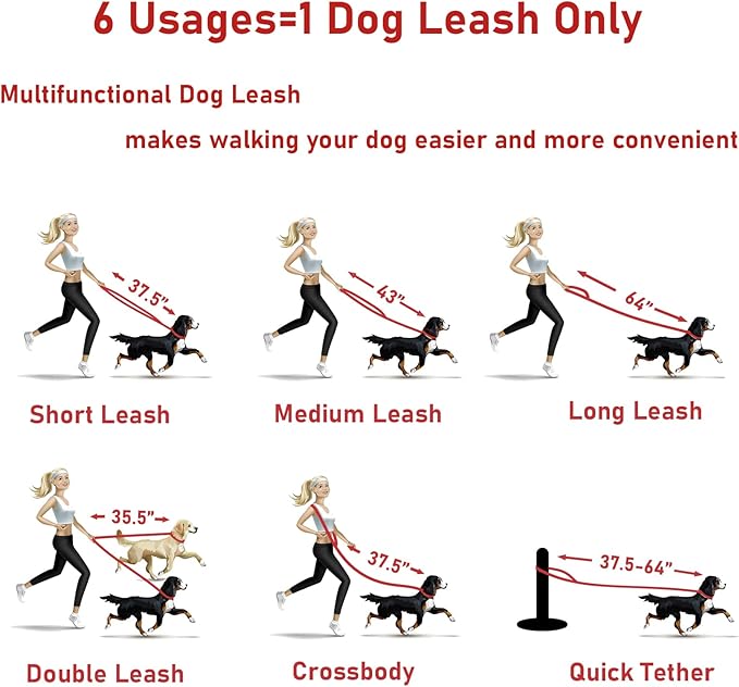 ZALER Dog Collar and Leash Set, Waterproof Adjustable Odor Proof Pet Collars Leashes Easy to Clean, 6FT Dog Leash with 2 Hooks for Large, Medium Small Dogs (XL, Red)