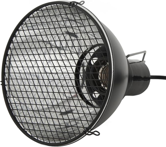 Srliya Reptile Light Fixture, Deep Ceramic Heat Lamp Holder with E27 Socket for UVA UVB Bulb Basking, 1.6m Power Cord (US Plug 120V)