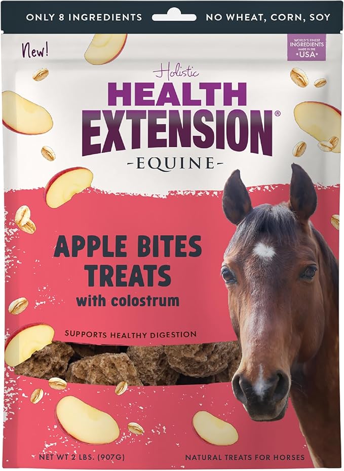 Health Extension Equine Apple Bites Treats with Colostrum – Refreshing Mint Flavor for Horses – Supports Daily Training Rewards & Positive Reinforcement – 2 lb Bag