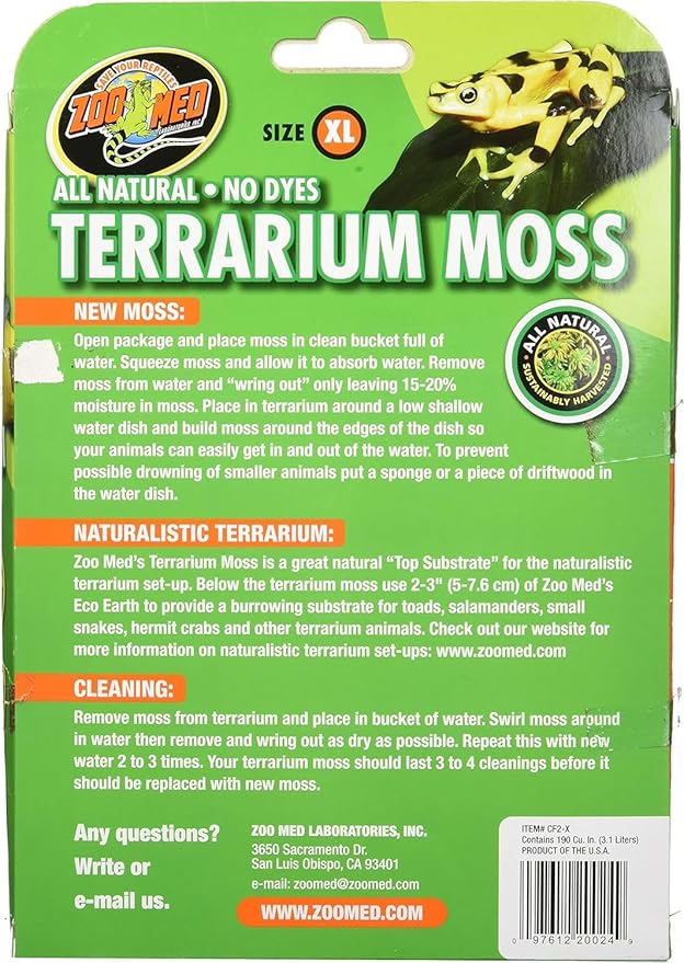 Zoo Med Terrarium Moss [Set of 2] Size: 30-40 Gallons