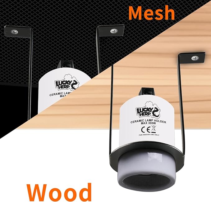 LUCKY HERP Reptile Ceramic Heat Lamp Holder, 2 Pack 300W Pet Heater Bracket (no Bulb Included), Heat Lamp Holder for Amphibians Terrariums Lizards Tortoise