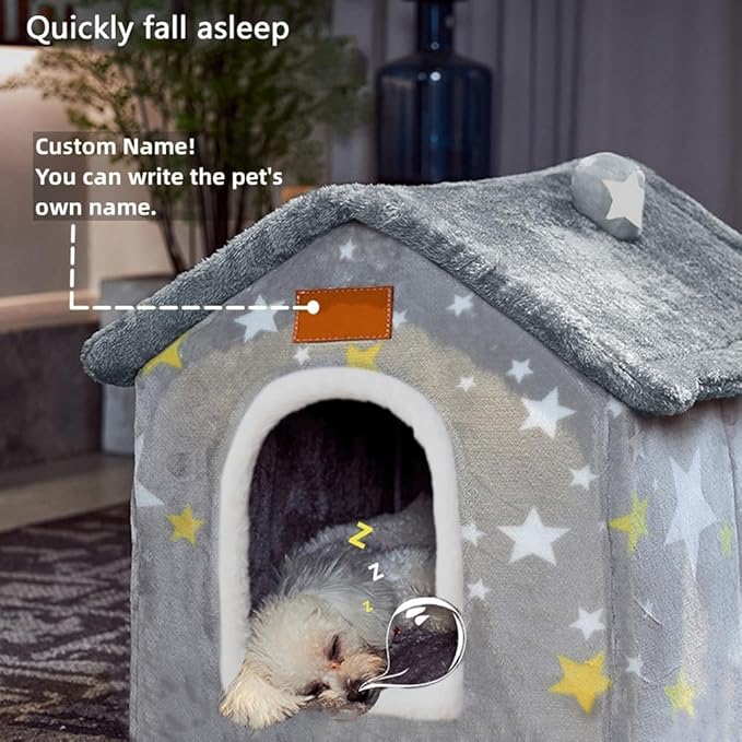 Dog House Indoor, Foldable Soft Kennel Bed with Cushion for Small Medium Large Dogs Cats, Winter Warm Cat Nest Puppy Cave (XL-Within 40 lbs)