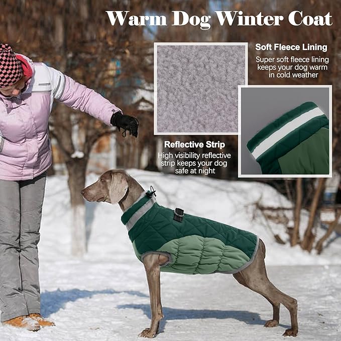 Lelepet Warm Dog Winter Coat Dog Coats for Extra Large Dogs Waterproof Dogs Jacket with Harness Built in Reflective Cold Weather Coats Windproof Zip-Up Winter Fleece Vest Snowsuit Great Dane 3XL