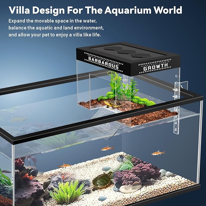GOZILLA Adjustable Turtle Basking Platform, 11.8x7.9x7.9''Acrylic Turtle Topper & Dock, Hanging Platform Enclosure Warm Room for Turtles, Small Reptiles.(Large)