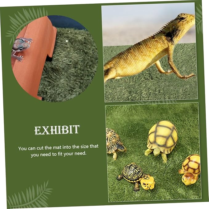 Reptile Mat Fake Lawn Carpet for Terrarium Absorbent and Breathable Substrate for Tortoise Gecko Lizard and Snake for Moisture Retention and Comfort