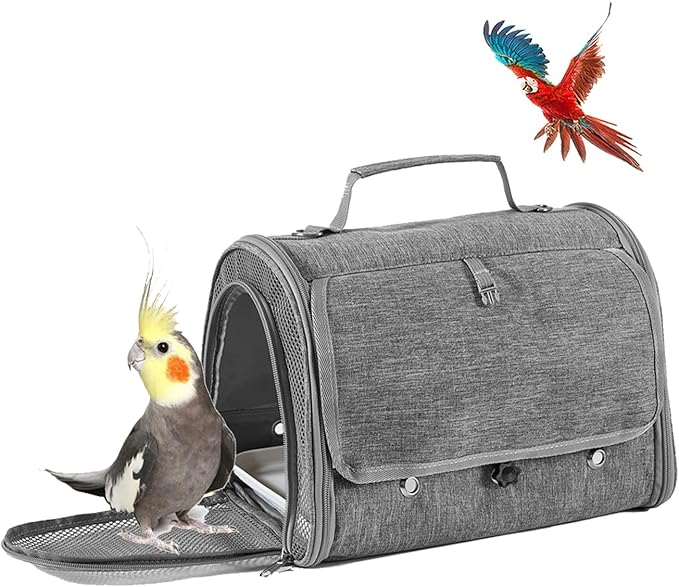 Bird Travel Bag with Stand, Small Brid Carry Cage, Pet Transparent Breathable Travel Cage, Lightweight Backpack for Parrot ＆ Small Pet