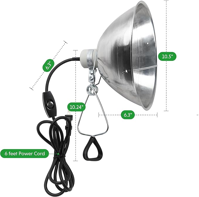 Simple Deluxe Adjustable Clamp Lamp with 10.5" Aluminum Reflector and Bulb Guard, 250W E26 Socket (Bulb Not Included), 6ft 18/2 SJT Cord,Silver