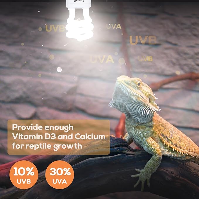 UVB Bulb for Reptiles, 10.0 13W UVB Light for Reptiles, Hygger zoo UVA UVB Reptile Light Bulb Reptile UVB Bulb UVB Light for Bearded Dragon Turtle Lizard Reptile Lamp Terrarium Lamp for Desert Reptile