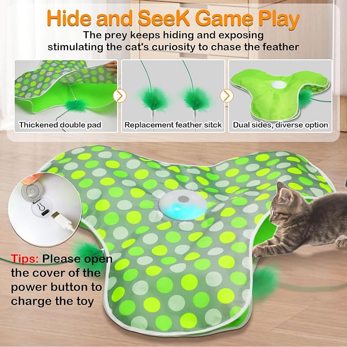 Interactive Cat Toys,Moving Concealed Feathers Toy for Indoor Cats - Image 2
