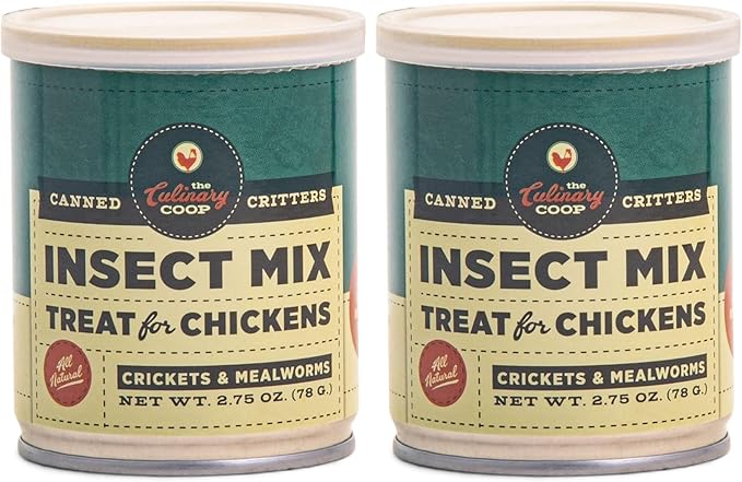 Fluker's Culinary Coop Canned Mealworms and Crickets Chicken Treat, All Natural and Packed with Protein, 2.75 oz (Pack of 2)