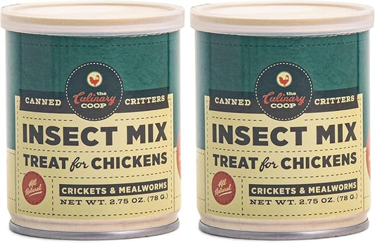 Fluker's Culinary Coop Canned Mealworms and Crickets Chicken Treat, All Natural and Packed with Protein, 2.75 oz (Pack of 2)