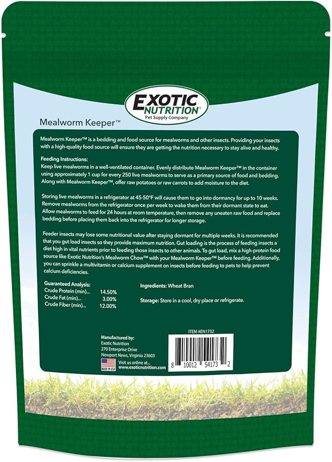 Exotic Nutrition Mealworm Keeper - Healthy Bedding & Feed for Breeding Live Feeder Mealworms?€? (1 lb)