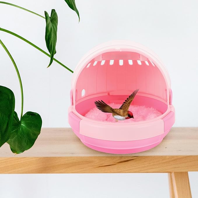 Portable Parrot Travel Cage Carrier with Pad and Nesting Bed, Lightweight Bird Travel Carrier for Cockatiel, Budgerigar, Conure, Suitable for Outdoor Use and Young Birds