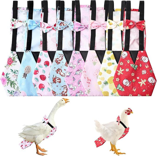 8 Pcs Chicken Diapers Bird Diaper Reusable Duck Diapers Waterproof and Adjustable Chicken Accessories Poultry(L)