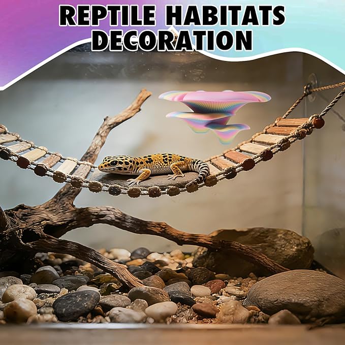 Mushroom Reptile Tank Decor, Mushroom Climbing and Resting Platform Habitat for Tree Frog Terrarium, Reptile Ledge for Leopard Gecko, Lizards, Fish, Turtle, Hermit Crab (Colorful)