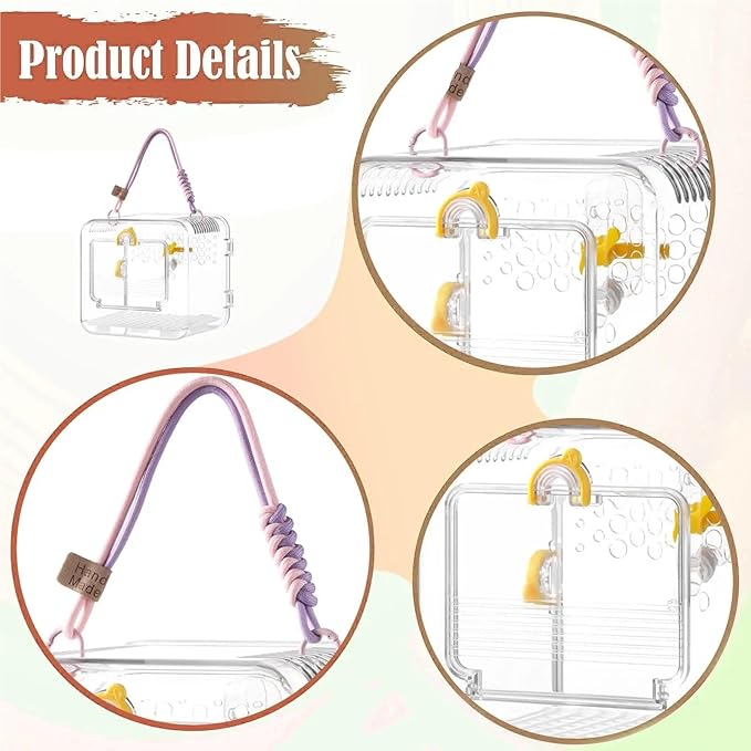Portable Bird Travel Carrier Cage - Breathable Parrot Carrying Box for Cockatiels, Budgies, and Parrotlets