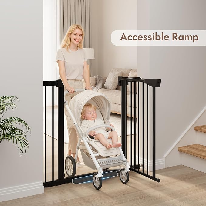 29-43" Baby Gate for Stairs, 36" Tall Dog Gate Indoor, Pressure Mountd Baby Gates with Auto-Close/Hold-Open Features and Anti-Trip Pedal, Safety Kids Gate for Doorways, House, Stairs