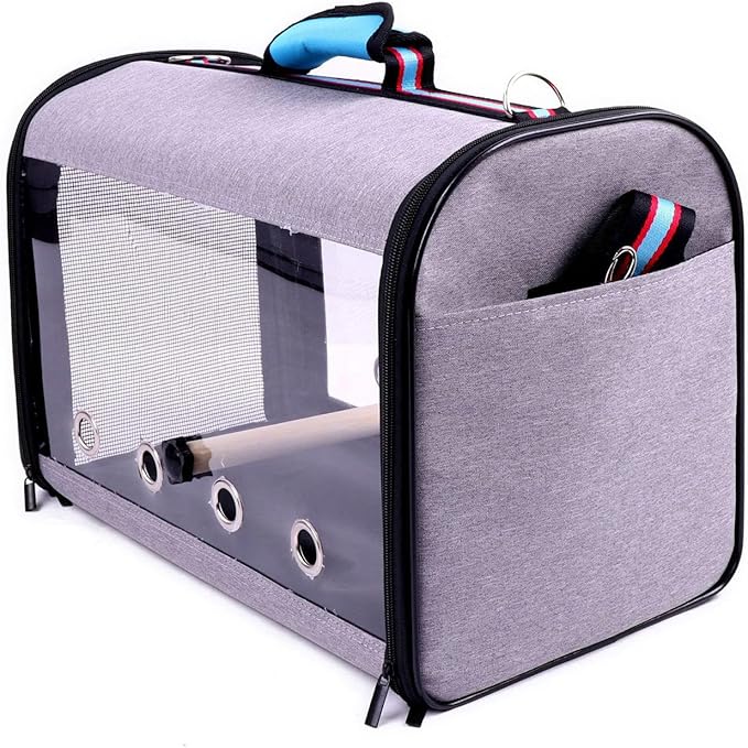 VIDECOR Parrot Go Out Bag Transparent Handbag Bird Starling Parrot Go Out Backpack Portable Bird Cage,B