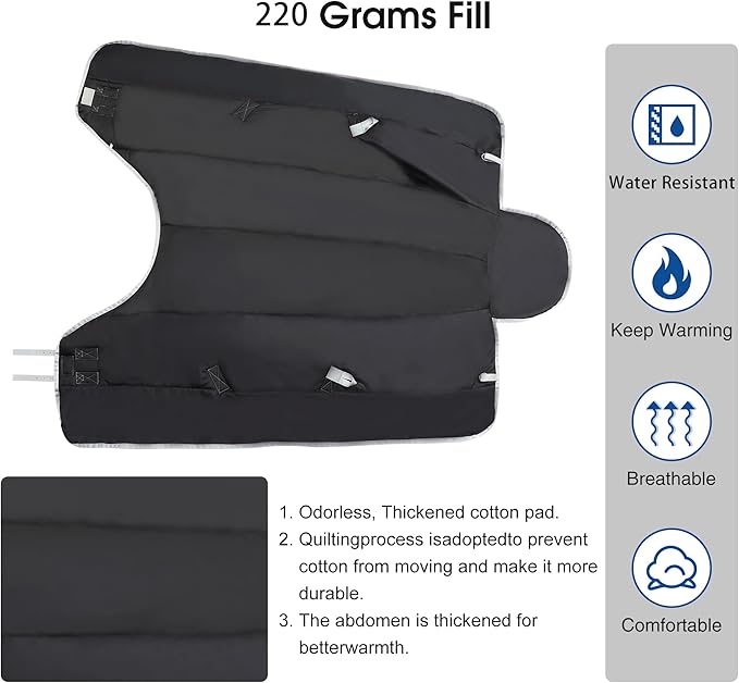 1200D Horse Blanket Winter Water Resistant,220g Polyester Fiber Filling Liner 1200D Premium Turnout Horse Blanket,Medium Weight Blanket 72 inches,135cm