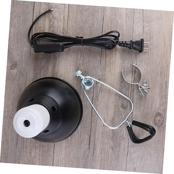 Mikikit Reptile Heat Lamp Cover with Clamp Durable Dome Light Fixture for Pet Safety US Plug for Turtles and Reptiles