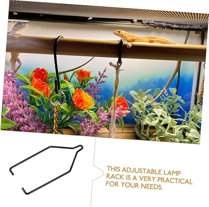 HOMSFOU Reptile Lamp Stand with Versatile Hook Accessory Stable Rack for Heating Lamps Compatible with Various Fixtures for Pet Tanks and Reptile Habitats