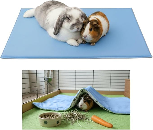 Fleece Playground for Guinea Pig and Rabbit - All in One, It's a Blanket, a Giant Tunnel, a House, a Cushion and a Bed - 23.6 x 19.7 in - Blue