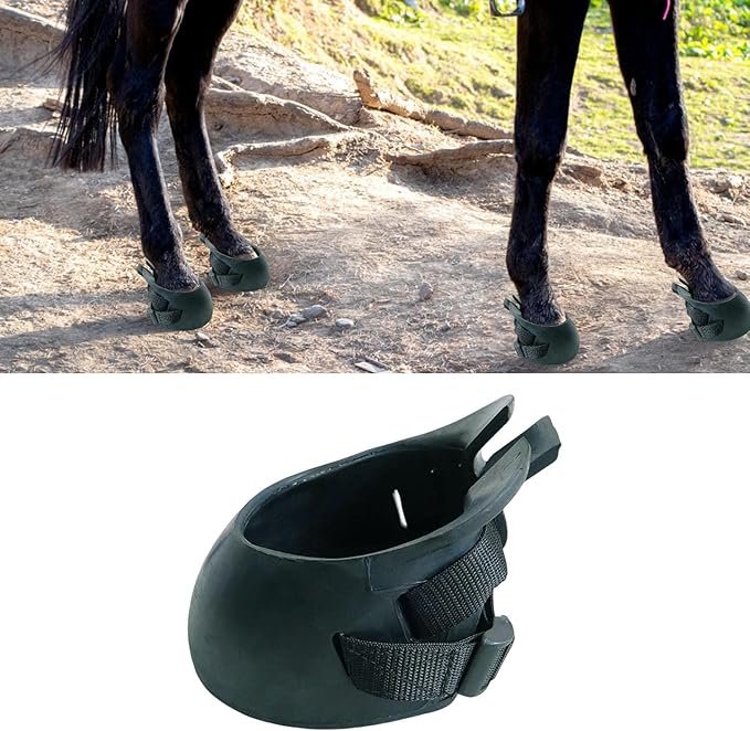 Horse Hoof Boots Sturdy Comfortable Protective Cover Equine Hoof Protector Horses Protection Rubber for Riding Training Equestrian Supplies, M