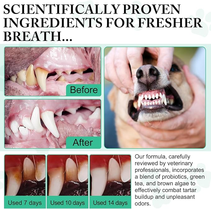 Dog Dental Powder - Pet Dental Powder - Teeth Cleaning P-owder for Dogs - Plaque & Bad Breath Off P-owder D-og, D-ental Care Supplies 100g