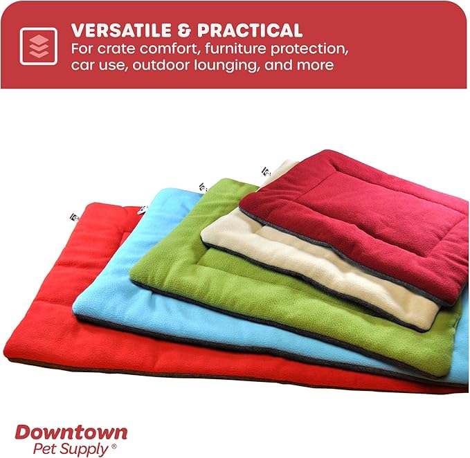 Downtown Pet Supply - Dog Crate Mat - Comfort Dog Bed or Cat Bed - Soft Fleece Nap Mat - Easy Maintenance, Machine Washable Dog Bed - Maroon - 29 in x 20 in - Medium Dog Bed