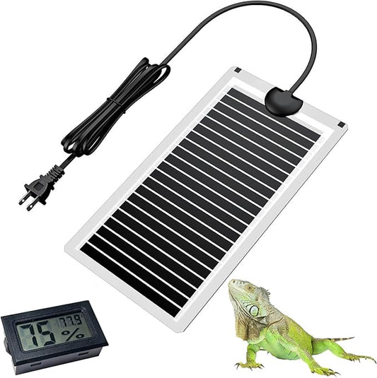 Hamiledyi Reptile Heat Pad Heating Pad Under Tank Hermit Crab Heater Hygrometer Thermometer Heat Mat for Lizard Snake Gecko Turtle Frog Spiders (14W)
